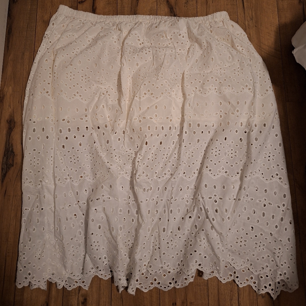 H&M Cream Eyelet Midi Skirt